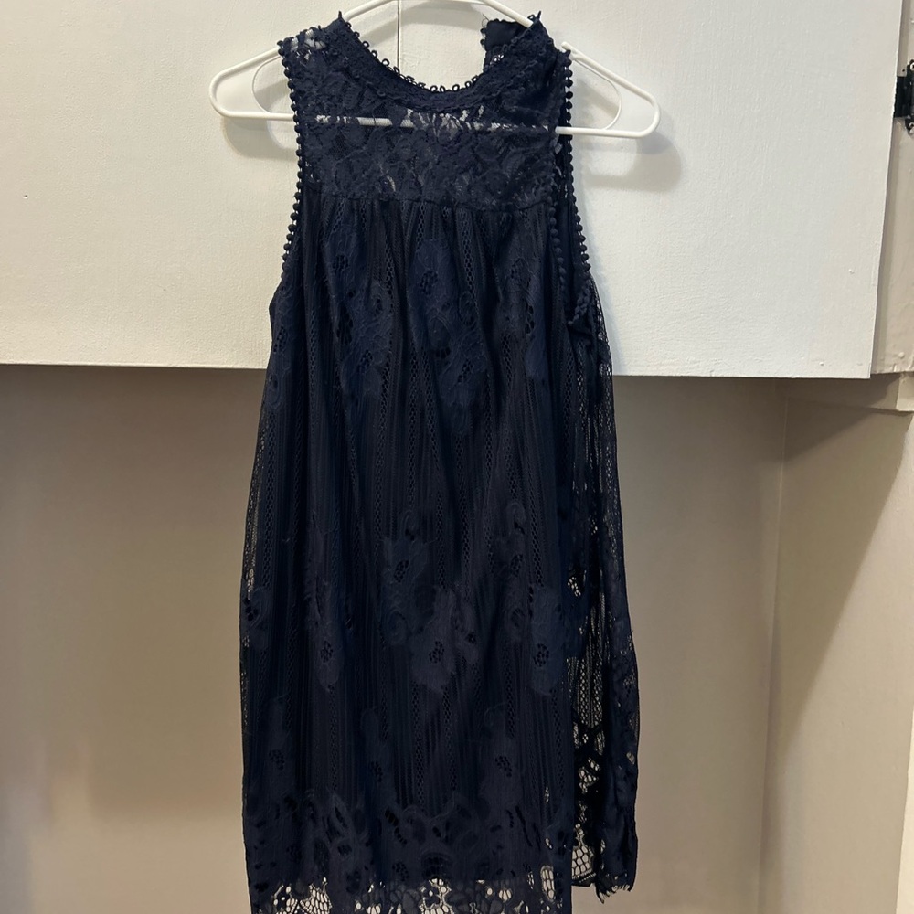 Elegant Navy Lace lined Dress